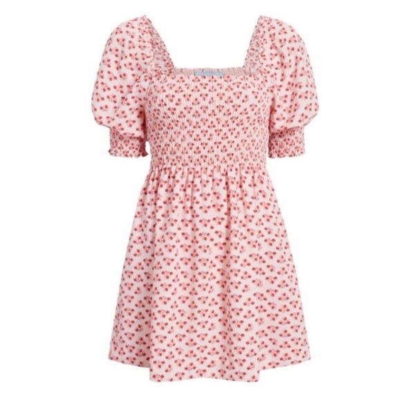 NWT Hill House Home Athena Nap Dress in Pink Spaced Floral Poly Crepe - Picture 2 of 7